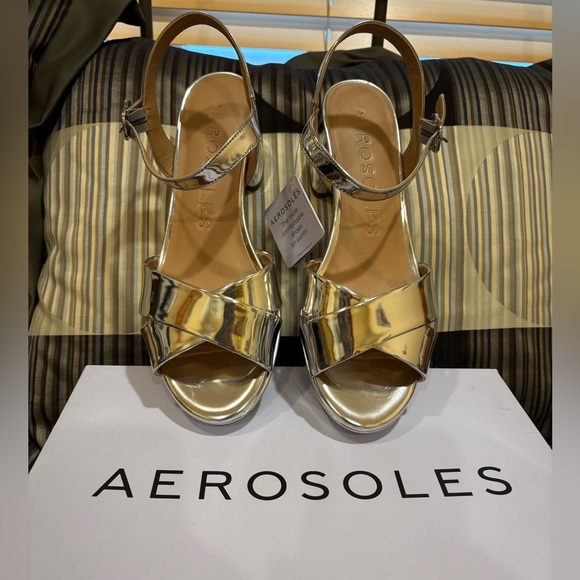 AEROSOLES Women's Cosmos Heeled Sandal Mirrored Silver Size 10 - Picture 8 of 10